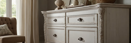 Romantisk stil med en hvid kommode - UNOLIVING
