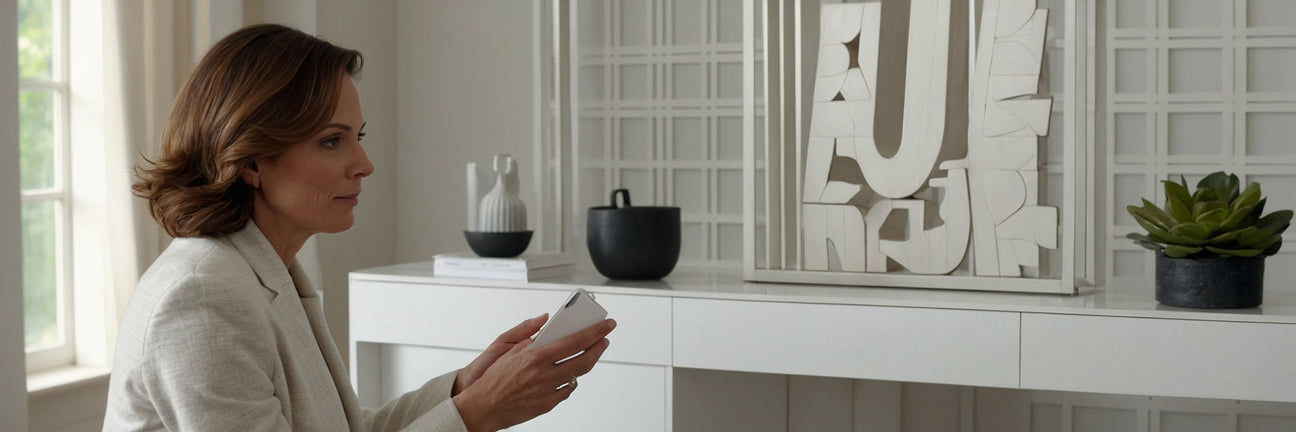 Indret et rum med en smart rumdeler i hvid - UNOLIVING