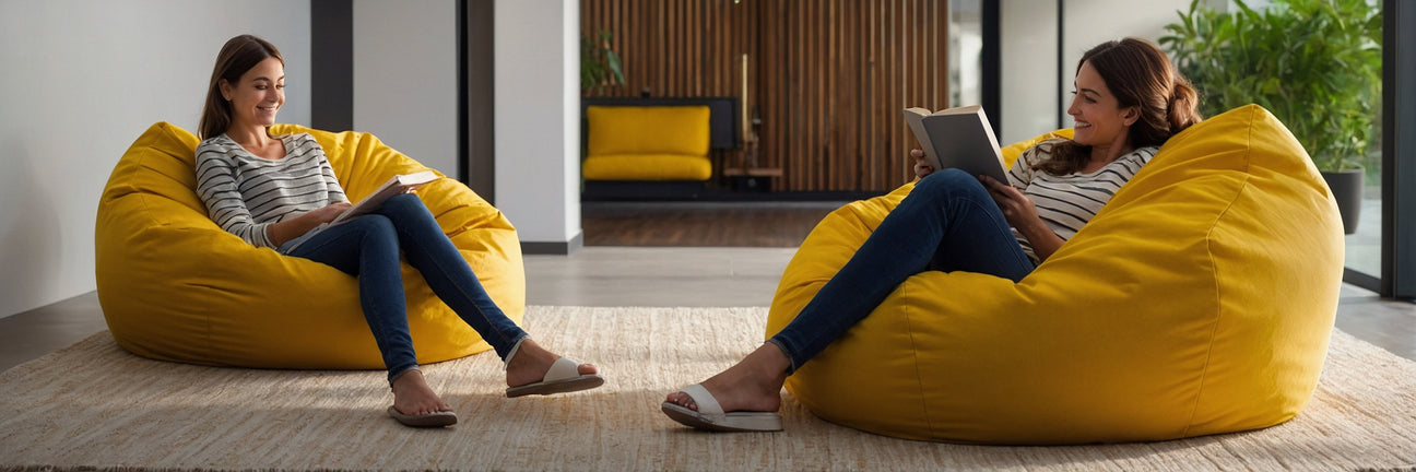 Funky gule sækkestole - UNOLIVING