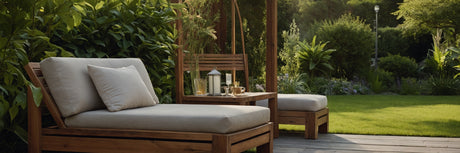 Indret haven med en flot havestol i hårdt træ - UNOLIVING