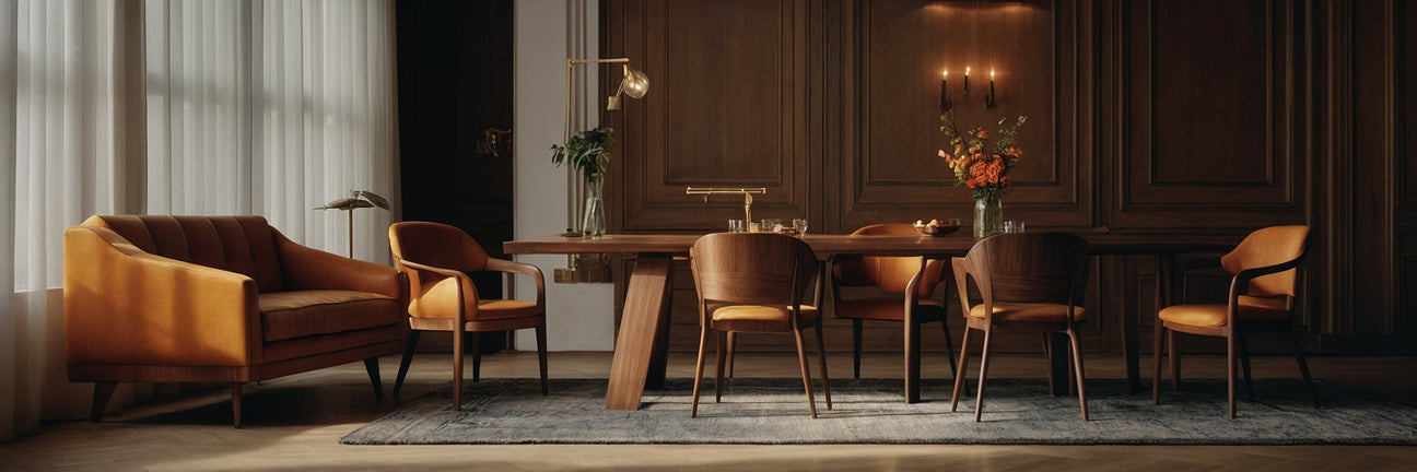 Klassisk elegance og kvalitet med smukke spisebordsstole i valnød - UNOLIVING