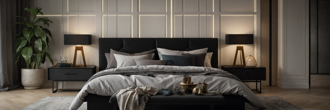 Pift soveværelset op med en sengegavl i sort - UNOLIVING