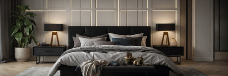 Pift soveværelset op med en sengegavl i sort - UNOLIVING