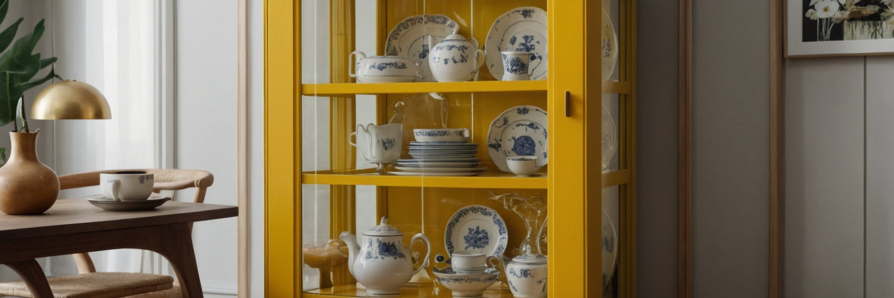 Sæt kulør på hverdagen med et gult vitrineskab - UNOLIVING