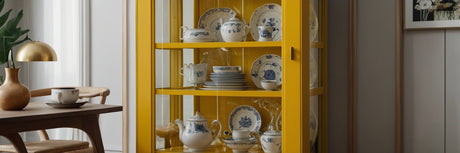 Sæt kulør på hverdagen med et gult vitrineskab - UNOLIVING