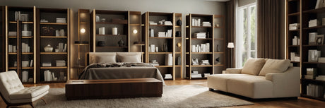 Flot udvalg af bogreoler i træ - UNOLIVING