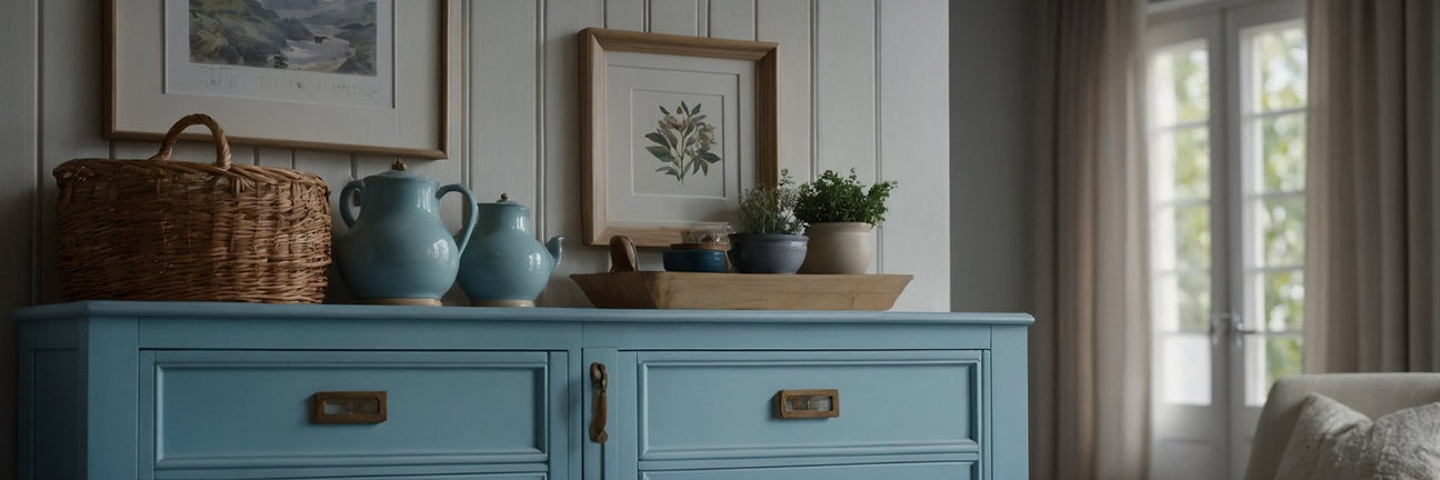 Blåt vitrineskab - UNOLIVING.COM