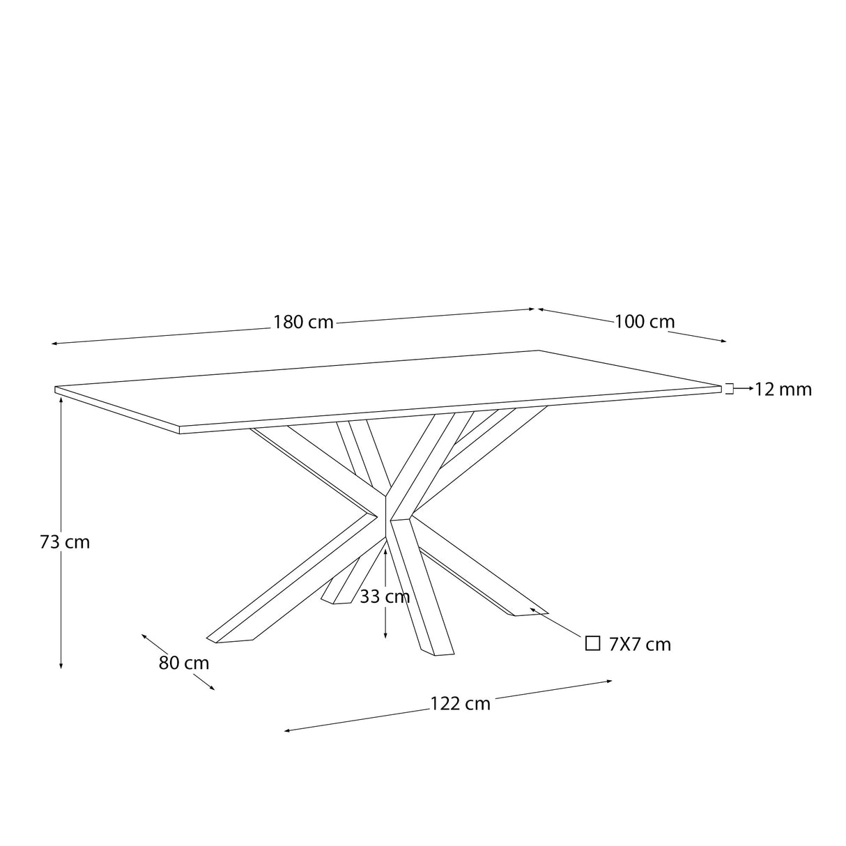 Argo Bord 180X100 Cm, Kalos/Hvid