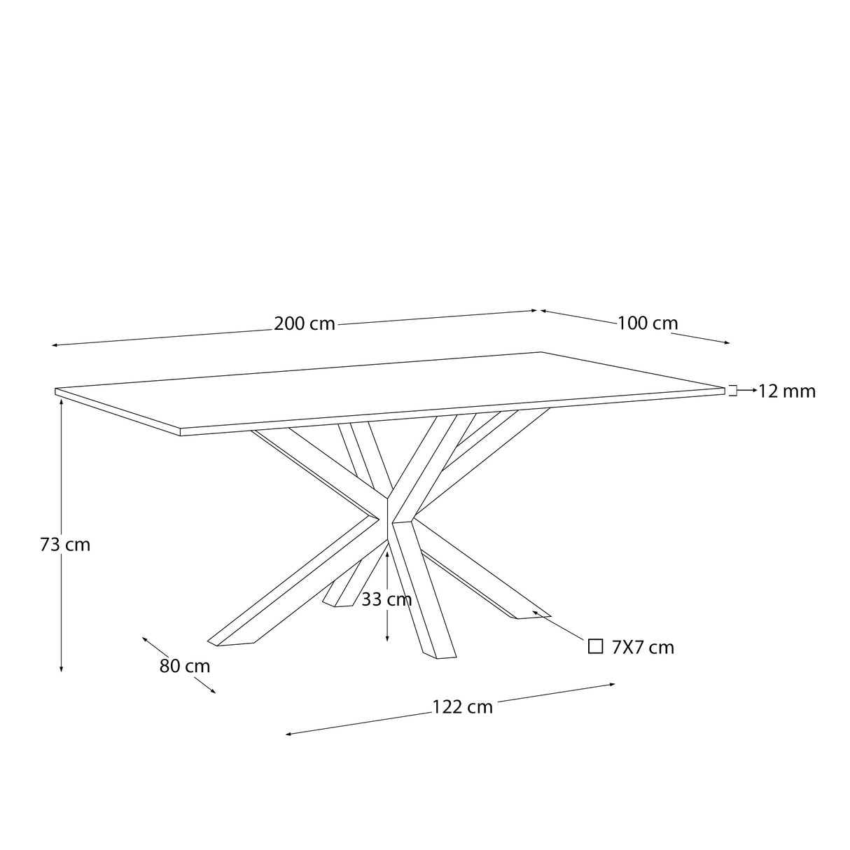 Argo Bord 200X100 Cm, Kalos/Hvid