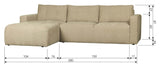 Bar Sofa m. venstrevendt chaiselong, Sand