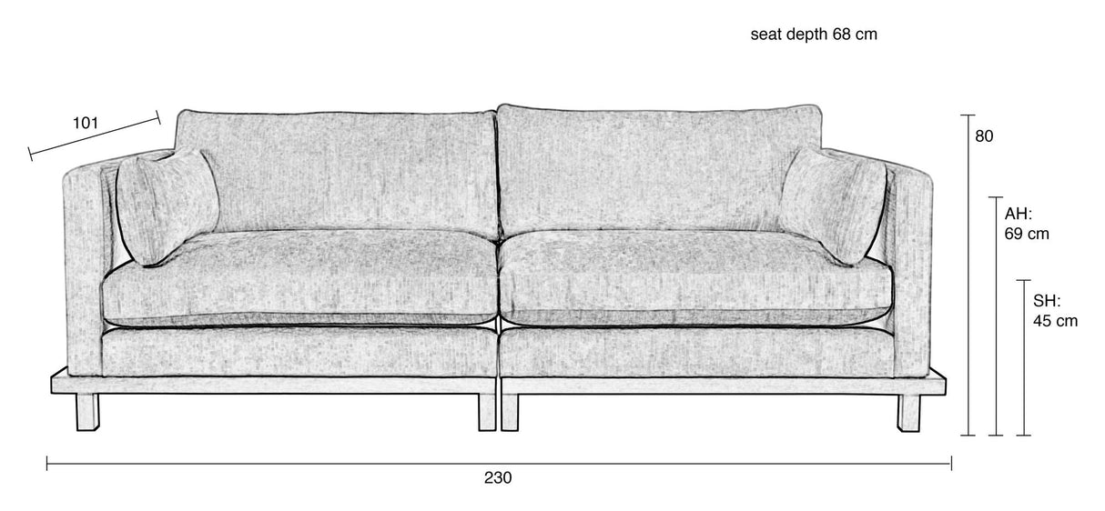 Blossom 3 - pers. Sofa, Sand - UNOLIVING.COM