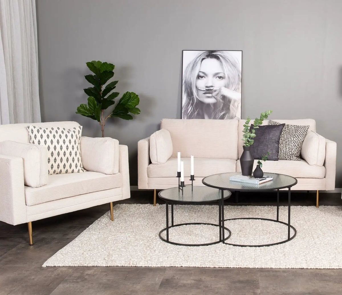 Boom 3-pers. sofa Creme Fløjl