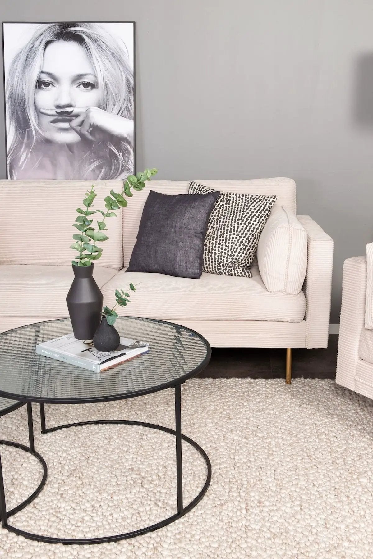 Boom 3-pers. sofa Creme Fløjl