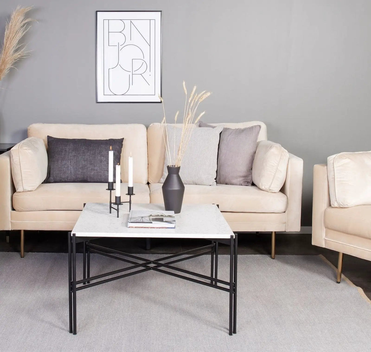 Boom 3-pers. sofa, Creme Velour