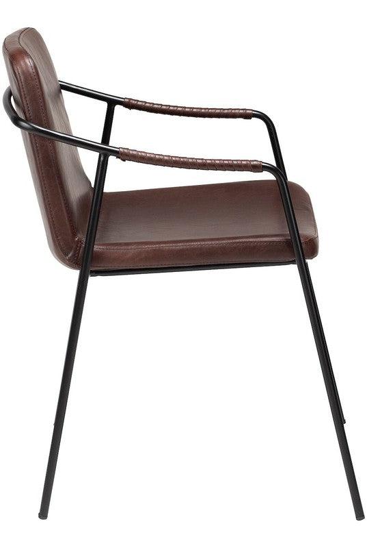 Boto Spisebordsstol m. arm, vintage cocoa kunstlæder - UNOLIVING.COM