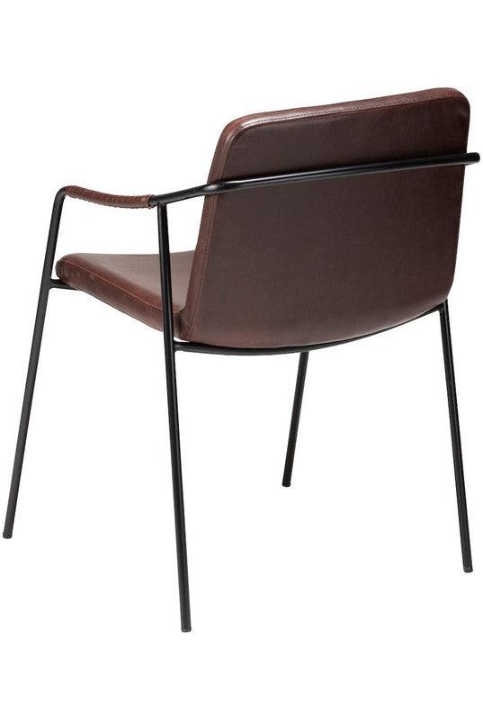 Boto Spisebordsstol m. arm, vintage cocoa kunstlæder - UNOLIVING.COM
