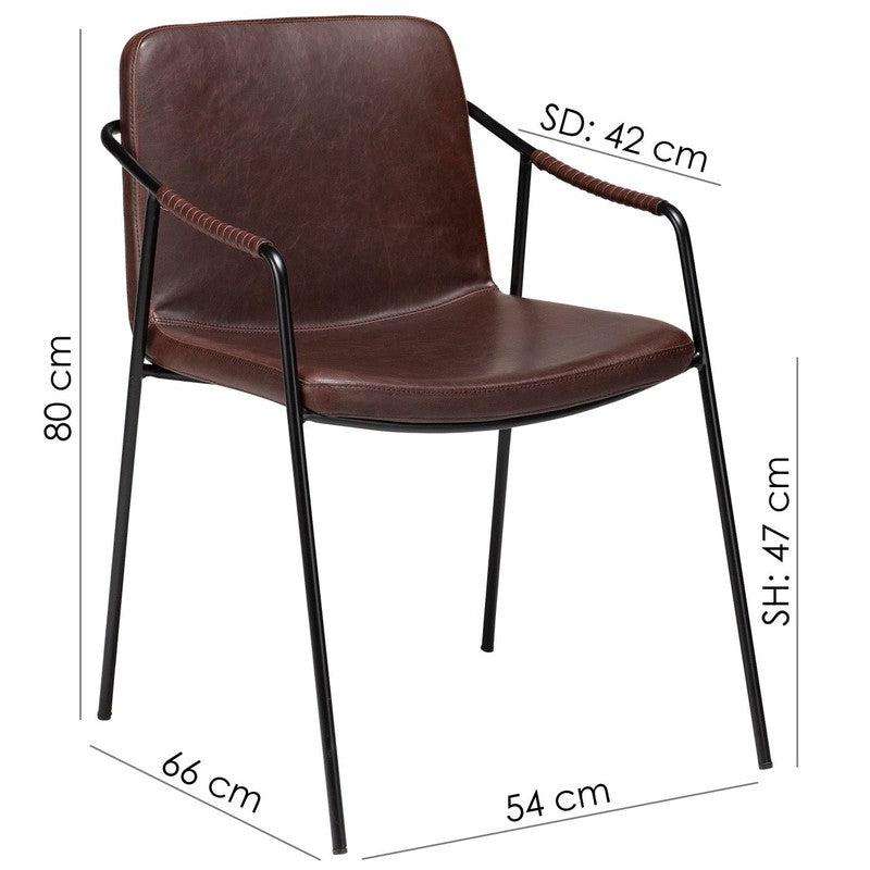 Boto Spisebordsstol m. arm, vintage cocoa kunstlæder - UNOLIVING.COM