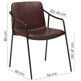 Boto Spisebordsstol m. arm, vintage cocoa kunstlæder - UNOLIVING.COM
