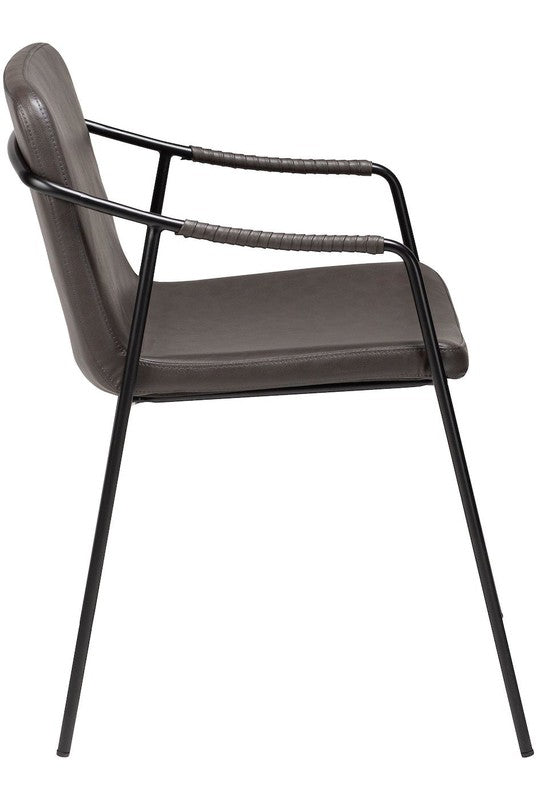 Boto Spisebordsstol m. arm, vintage grå kunstlæder - UNOLIVING.COM