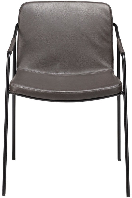 Boto Spisebordsstol m. arm, vintage grå kunstlæder - UNOLIVING.COM