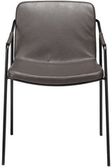 Boto Spisebordsstol m. arm, vintage grå kunstlæder - UNOLIVING.COM