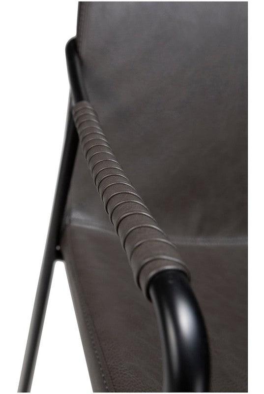 Boto Spisebordsstol m. arm, vintage grå kunstlæder - UNOLIVING.COM