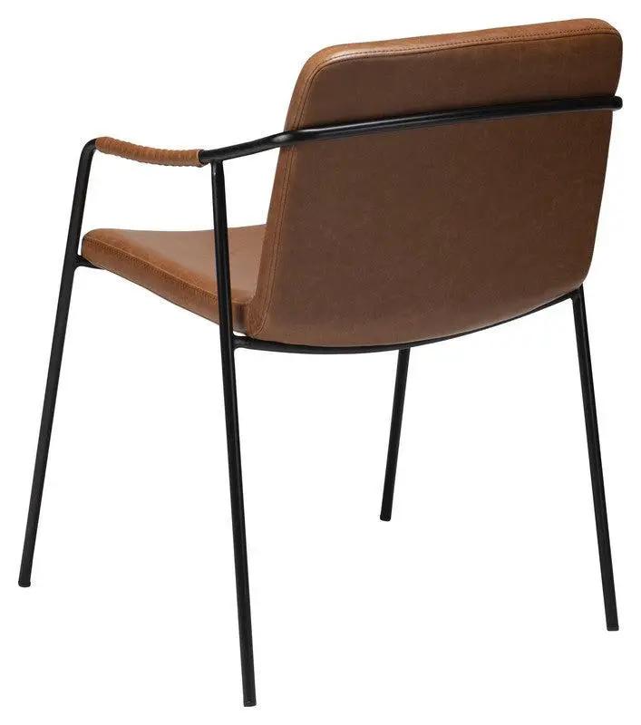 Boto Spisebordsstol m. arm, vintage lysebrun kunstlæder - UNOLIVING.COM