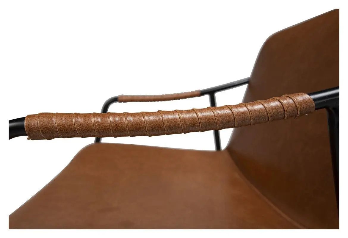 Boto Spisebordsstol m. arm, vintage lysebrun kunstlæder - UNOLIVING.COM
