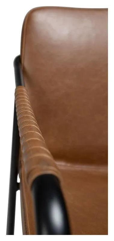 Boto Spisebordsstol m. arm, vintage lysebrun kunstlæder - UNOLIVING.COM