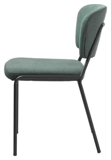 Brantford Spisebordsstol - Grøn Stof/Sort