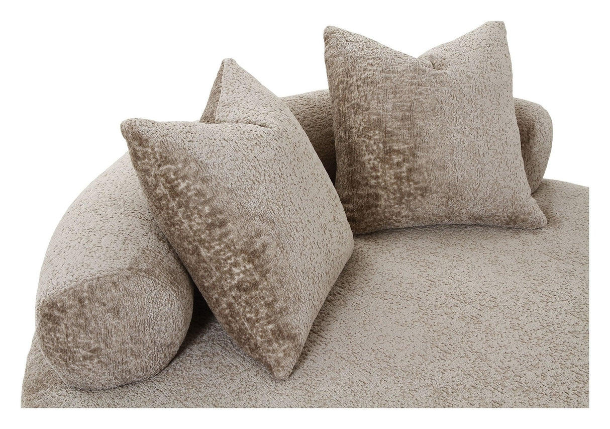 Cairo Daybed m. 2 Puder, Chenille, Rund, Natur - UNOLIVING.COM