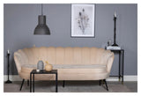 Calais 3-pers. Sofa, Beige Velour m. sorte ben