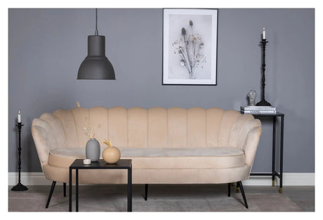 Calais 3-pers. Sofa, Beige Velour m. sorte ben