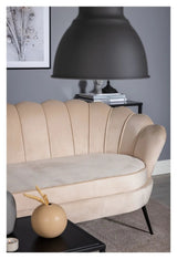 Calais 3-pers. Sofa, Beige Velour m. sorte ben