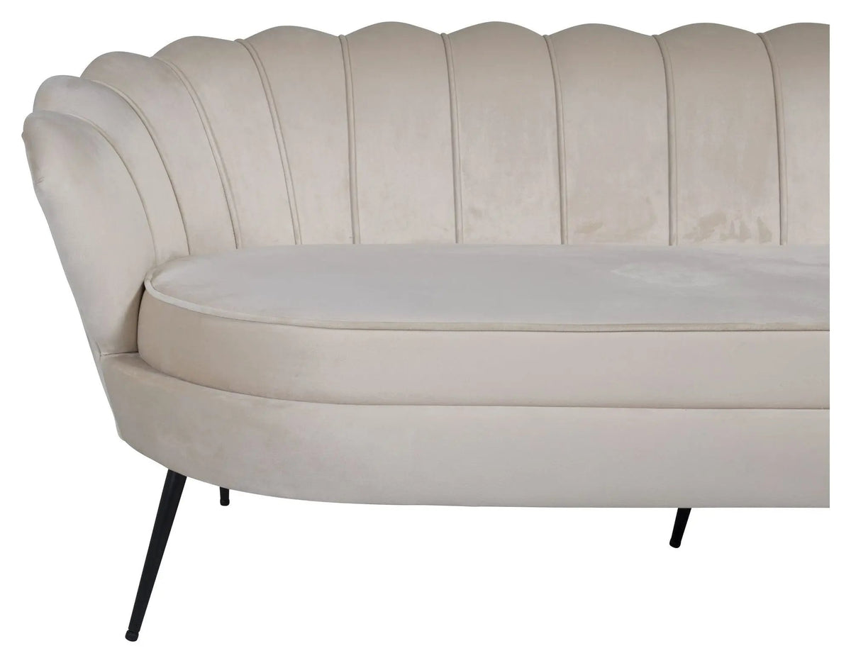 Calais 3-pers. Sofa, Beige Velour m. sorte ben