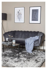 Calais 3-pers. Sofa, Mørkegrå Velour m. sorte ben