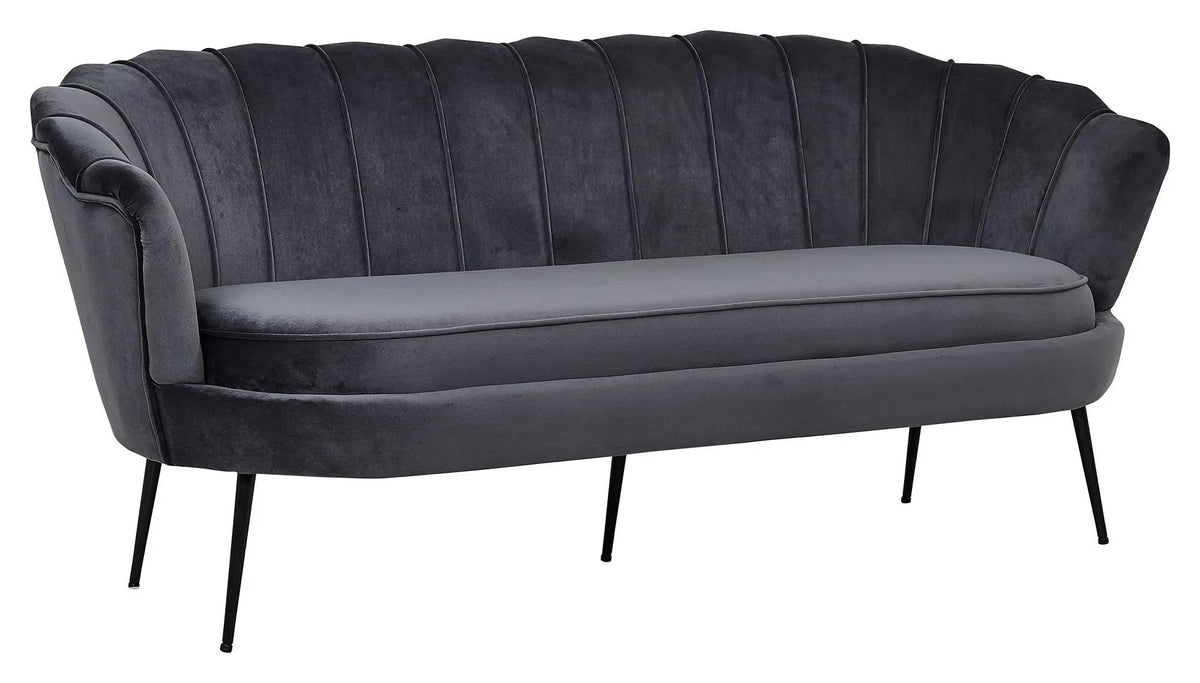 Calais 3-pers. Sofa, Mørkegrå Velour m. sorte ben