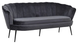 Calais 3-pers. Sofa, Mørkegrå Velour m. sorte ben