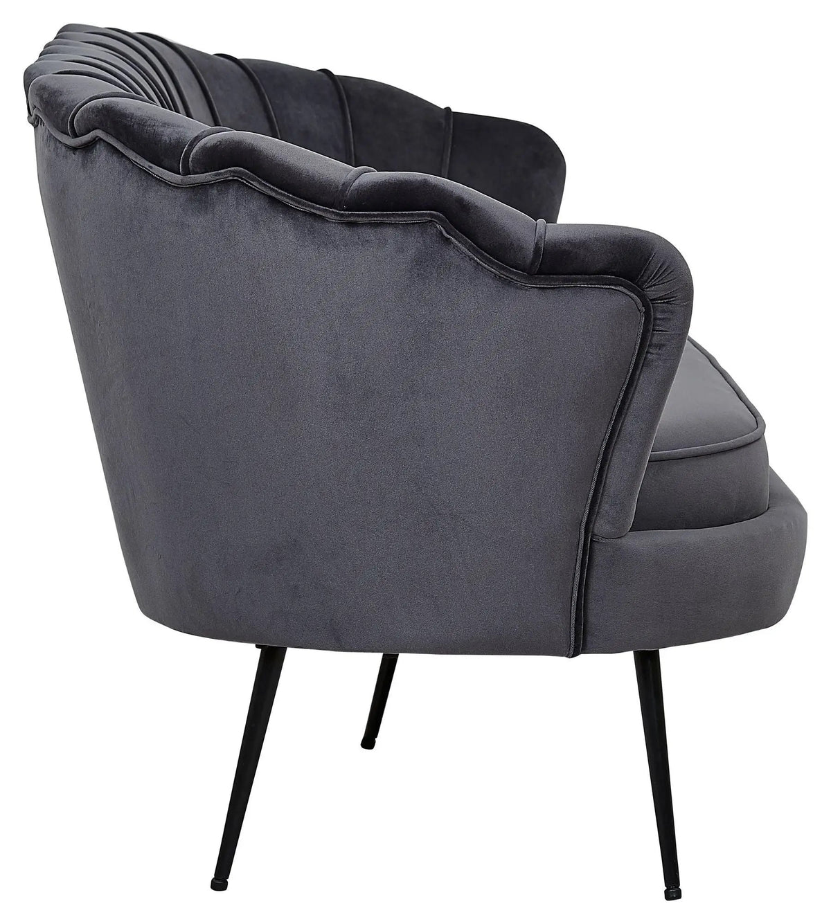 Calais 3-pers. Sofa, Mørkegrå Velour m. sorte ben