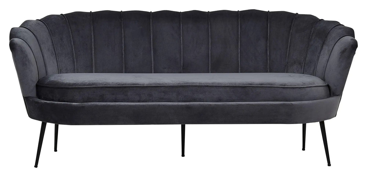 Calais 3-pers. Sofa, Mørkegrå Velour m. sorte ben