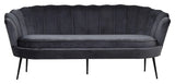 Calais 3-pers. Sofa, Mørkegrå Velour m. sorte ben