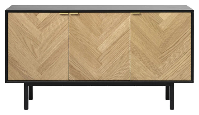 Calvi Herringbone Skænk m. 3 låger - Natur/Sort, B150