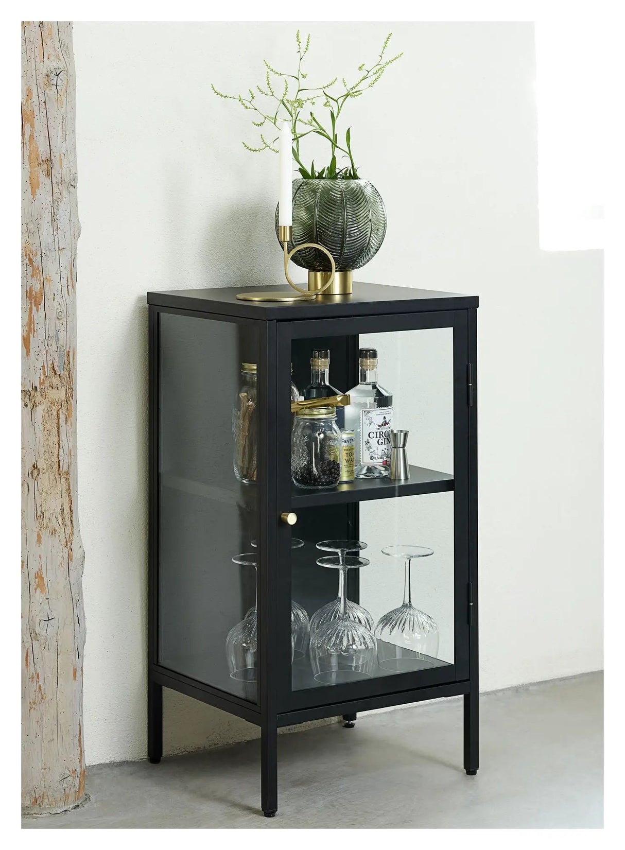 Carmel Glasskab m 1 låge - Sort