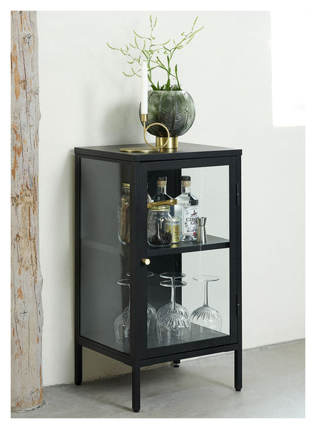 Carmel Glasskab m 1 låge - Sort