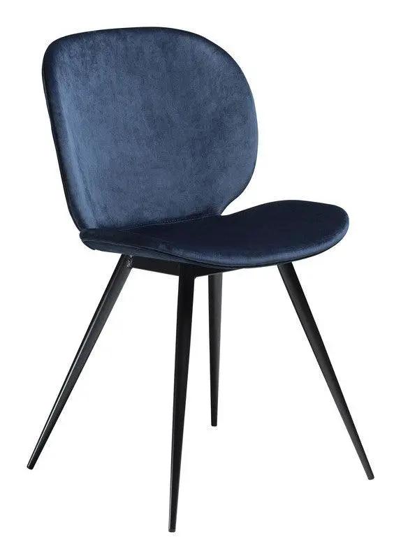 Cloud Spisebordsstol, blå velour, sort ben
