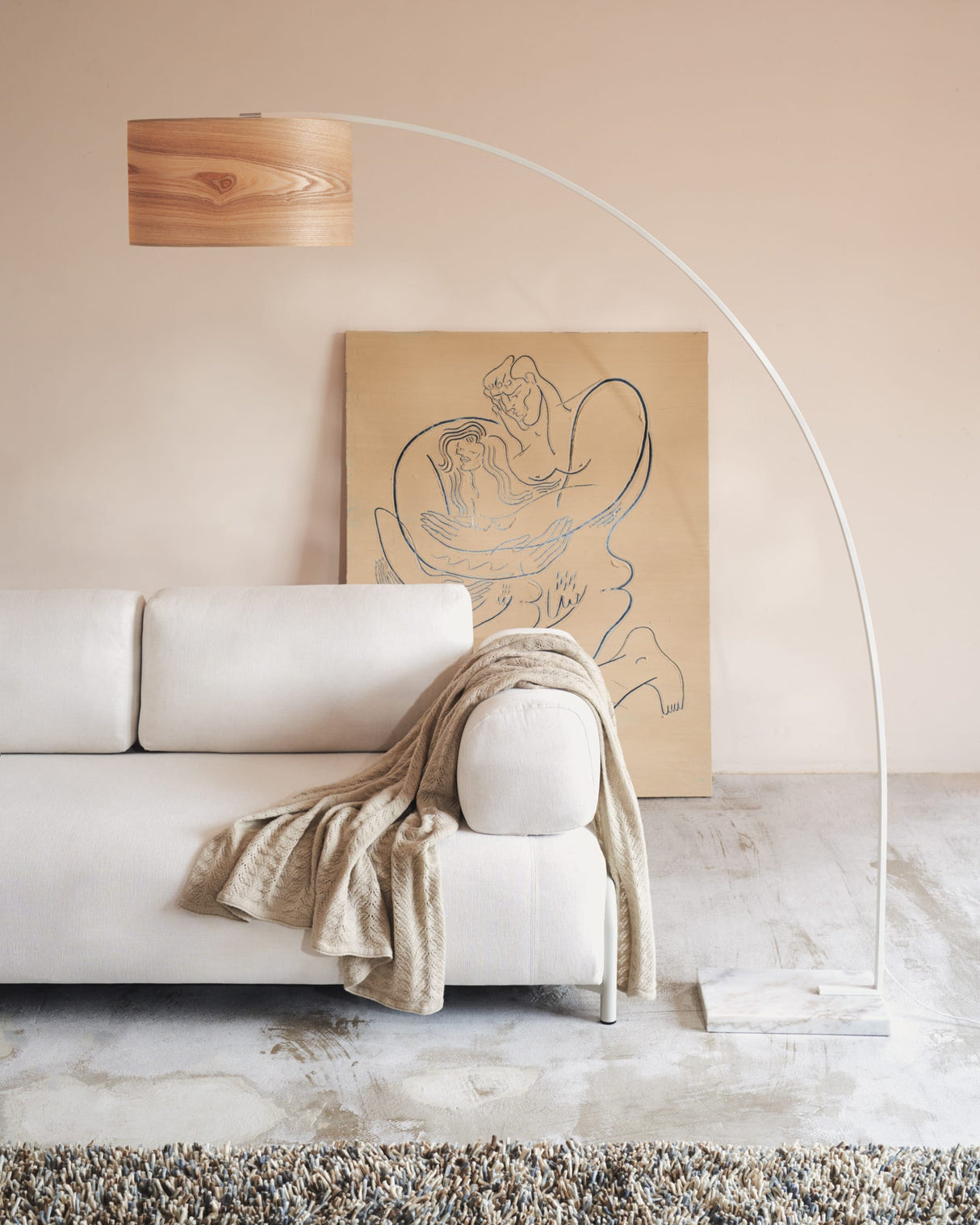 Compo 3-Personers Sofa med Bakke 232Cm, Beige/Grå