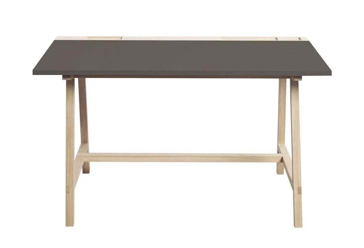D1 Skrivebord, Linoleum kul, hvidpigment eg