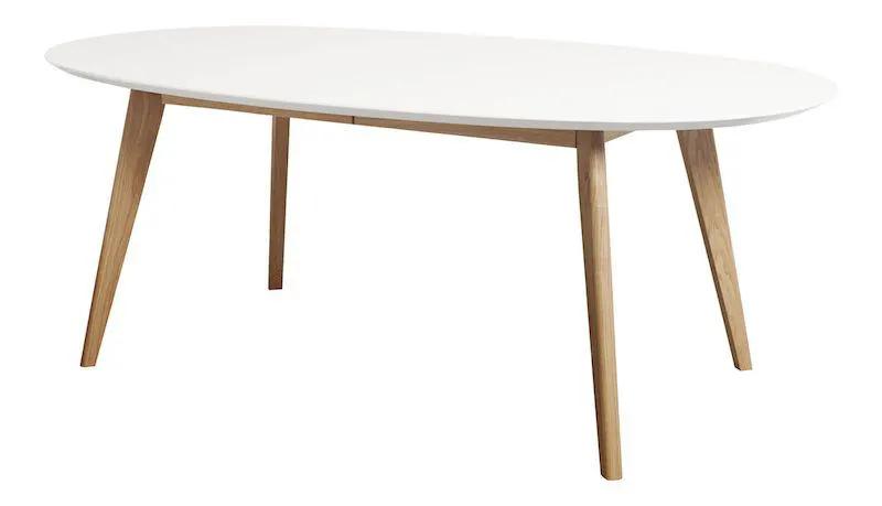 DK10 Spisebord, Hvid laminat, ege ben