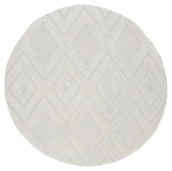 Dahlia uldmix tæppe, Ø200, Hvid - UNOLIVING.COM