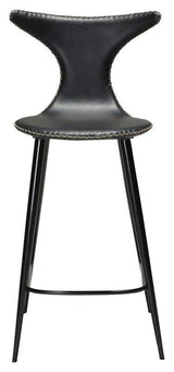 Dolphin Barstol SH: 67cm, vintage sort kunstlæder/runde sorte ben - UNOLIVING.COM